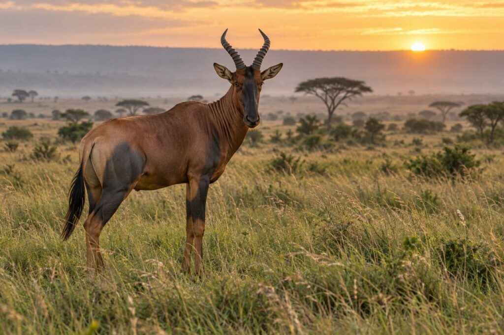 À l’aube, sassabi commun sur la savane