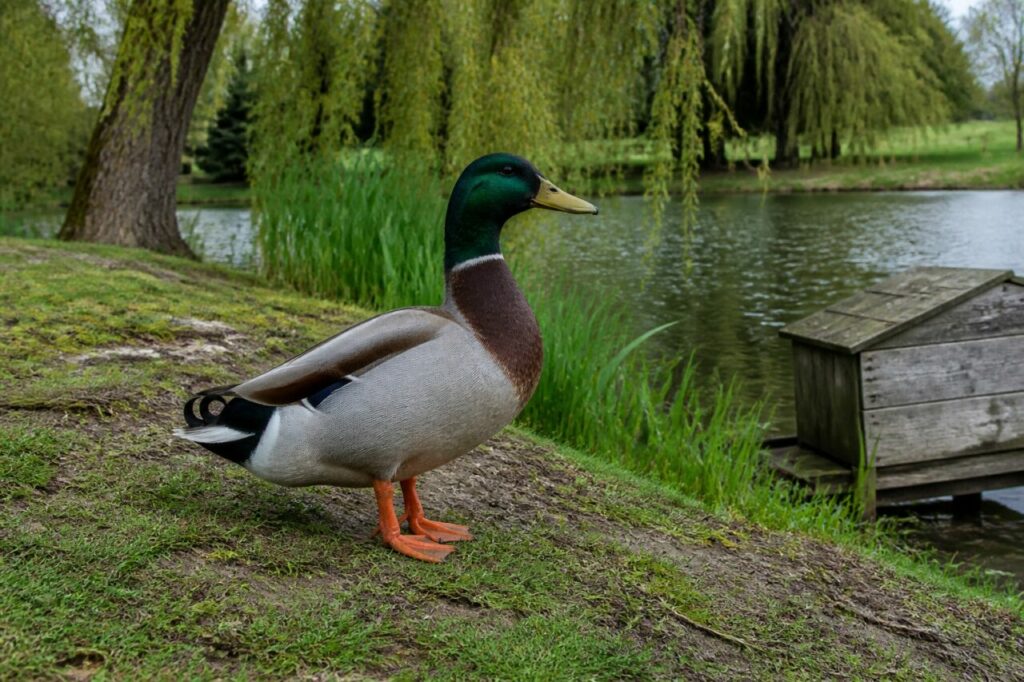 Canard de Rouen adulte dans une ferme des environs de Rouen, France