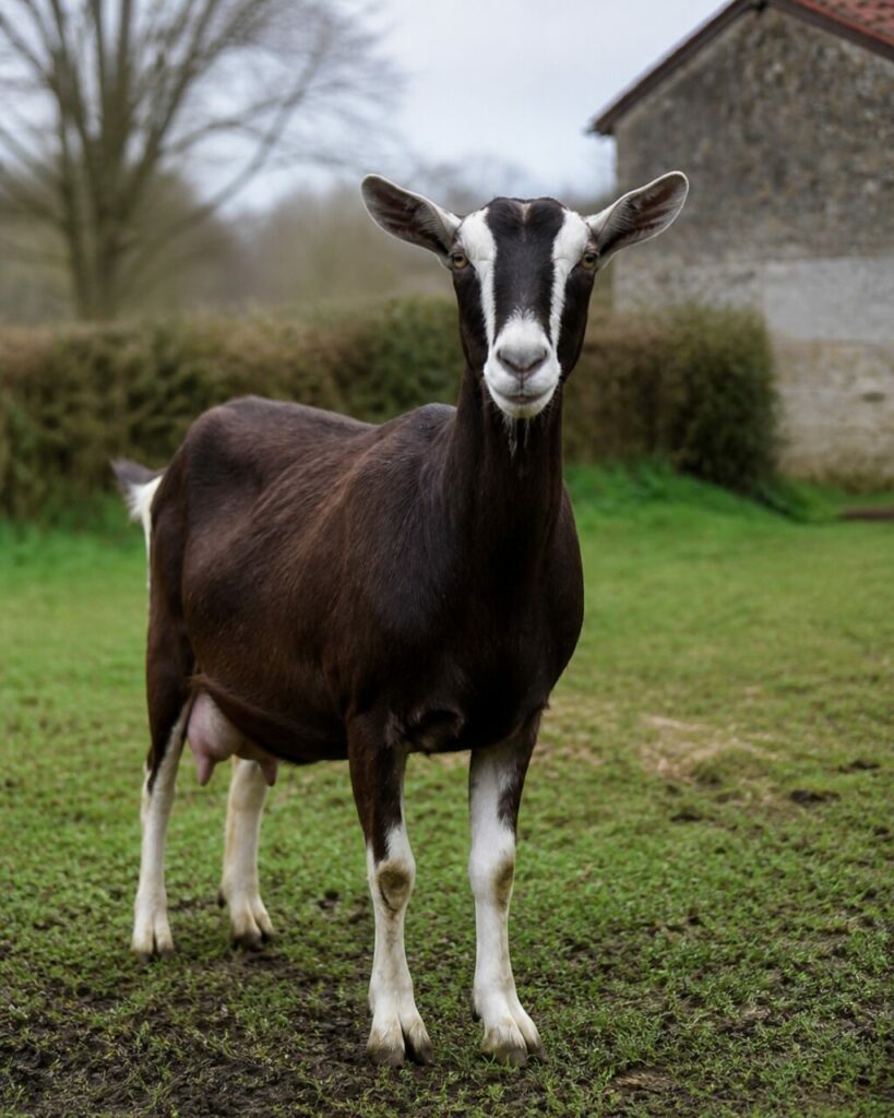 Capra domestica — Sguardo diretto dal prato