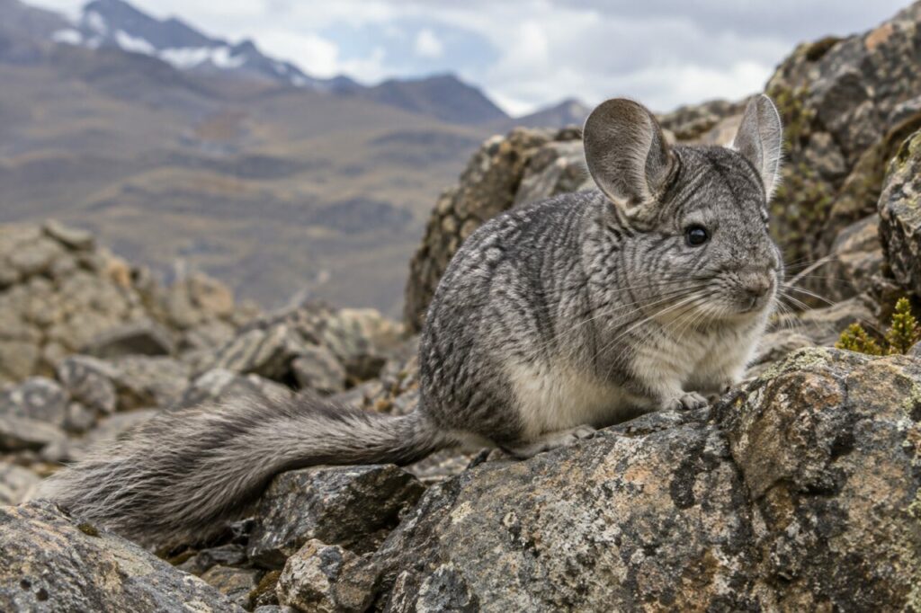 Chinchilla des Andes — close portrait with soft grey fur