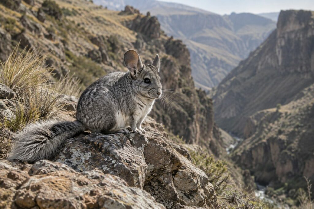 Chinchilla des Andes — near a highland ravine