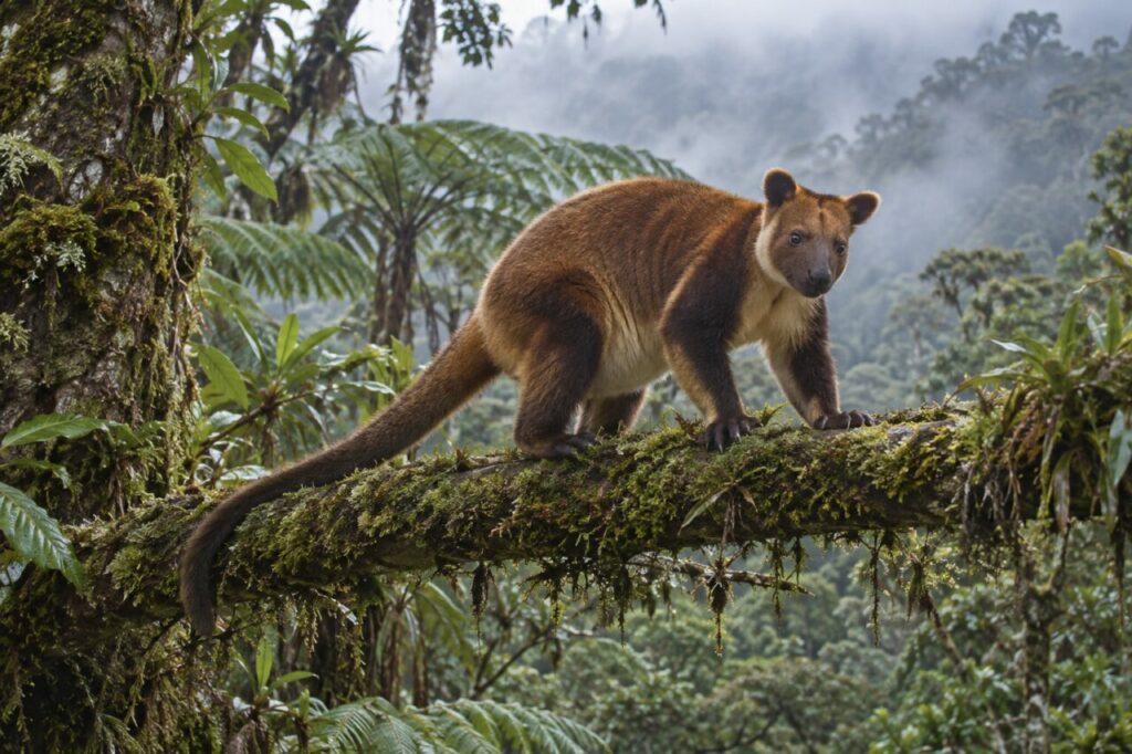Découverte de le kangourou arboricole de Matschie dans la brume des forêts andines
