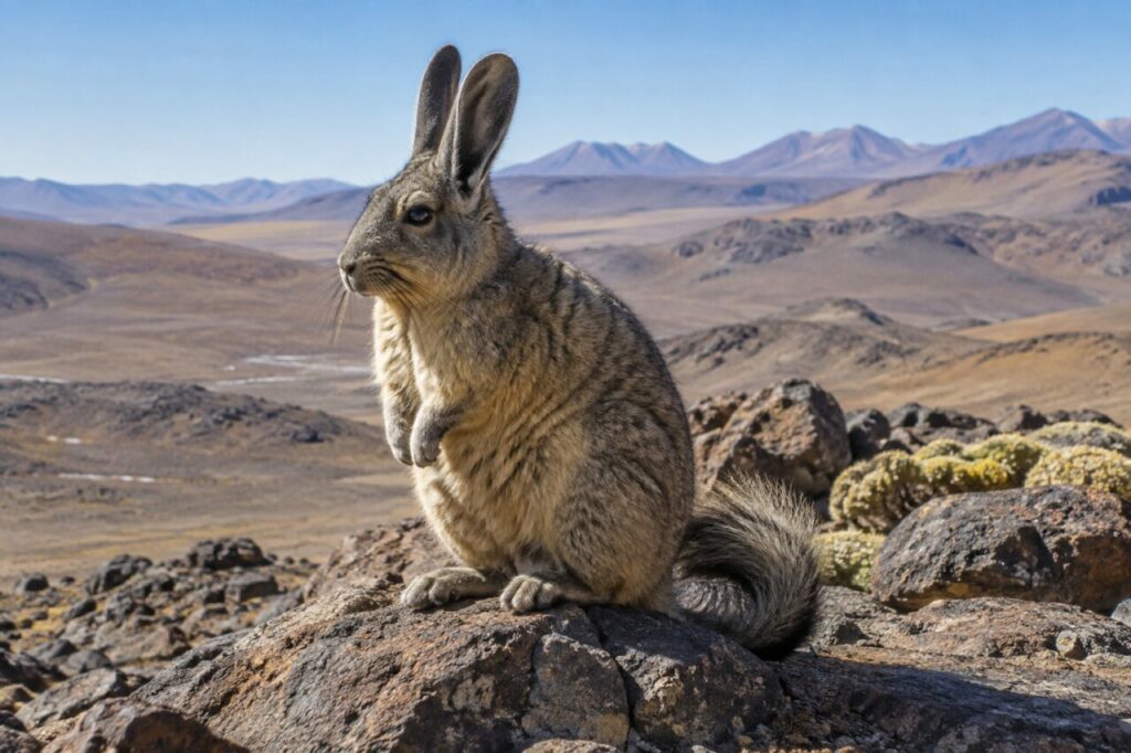 Viscacha de la puna sur les rochers volcaniques des Andes