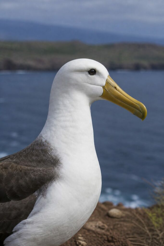 Volto chiaro accanto al becco giallo ricurvo — Grande albatro costiero