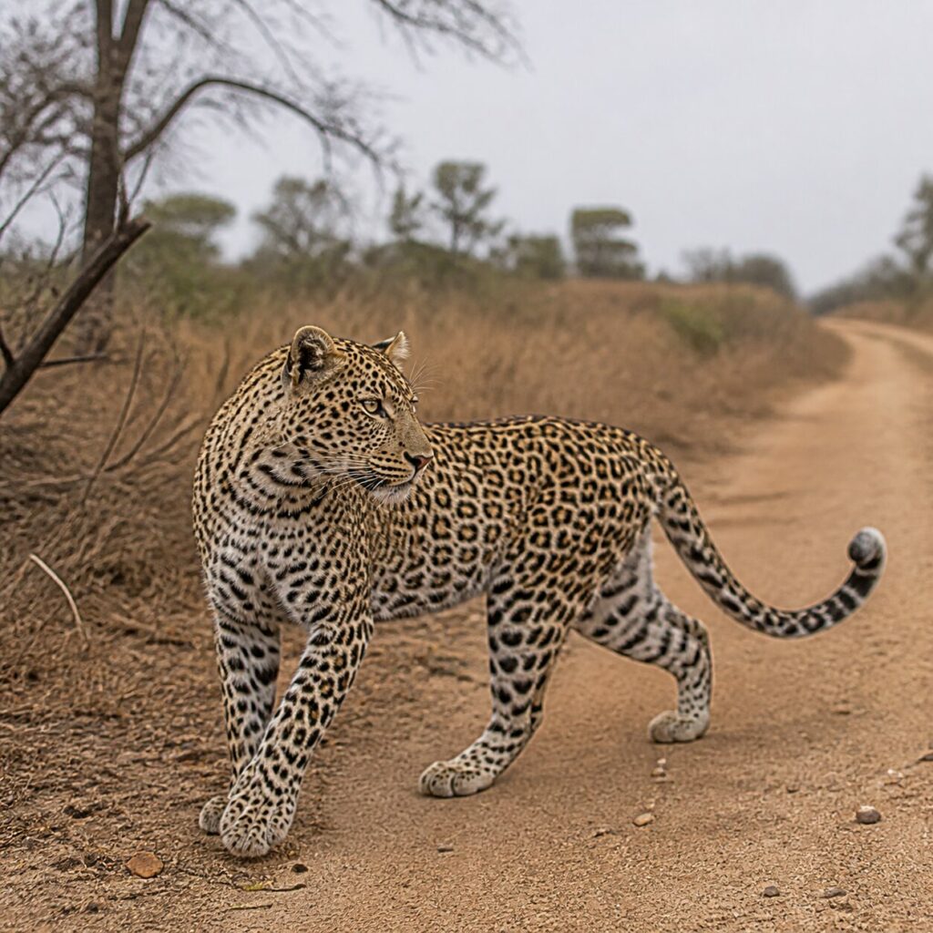Una zampa avanti mentre il leopardo percorre il cammino — Leopardo