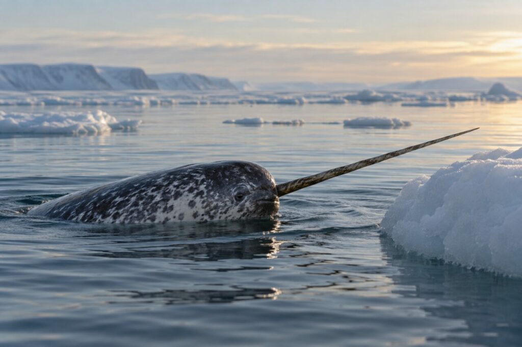 Narval-do-Ártico — resting near a polar floe