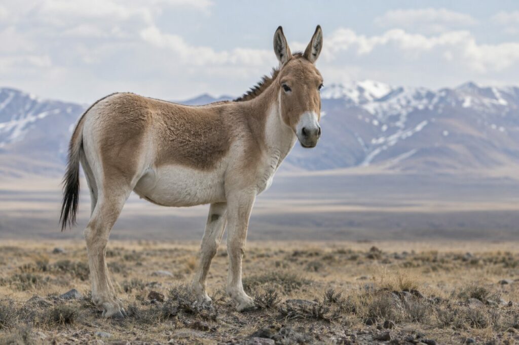 Onagro asiático — standing on a pale steppe