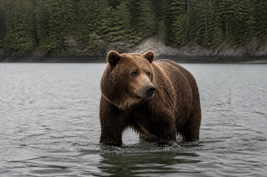 Zampe brune in una corrente poco profonda — Orso bruno