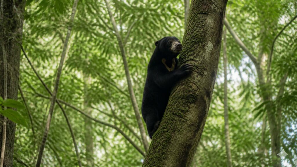 Orso malese — Piccolo orso aggrappato allʼalbero