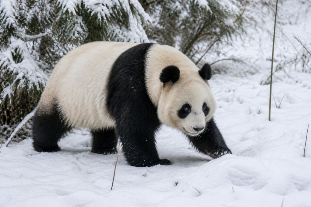 Zampe tonde sul terreno bianco — Panda gigante