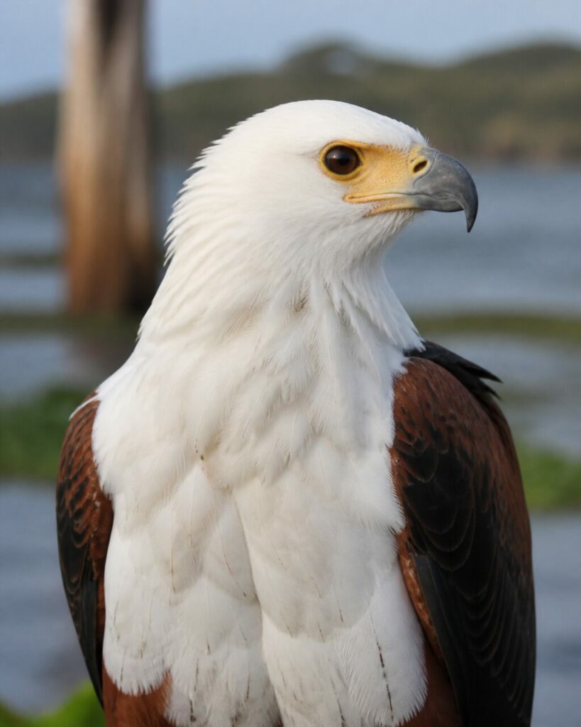 Aquila pescatrice africana — Becco adunco e occhio ambrato