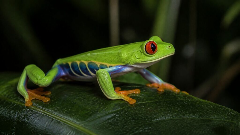 Raganella dagli occhi rossi — Fianco blu sotto il dorso verde