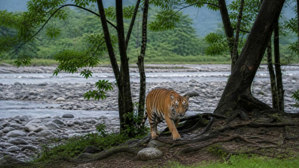Tra foresta e fiume, la tigre avanza silenziosa — Tigre
