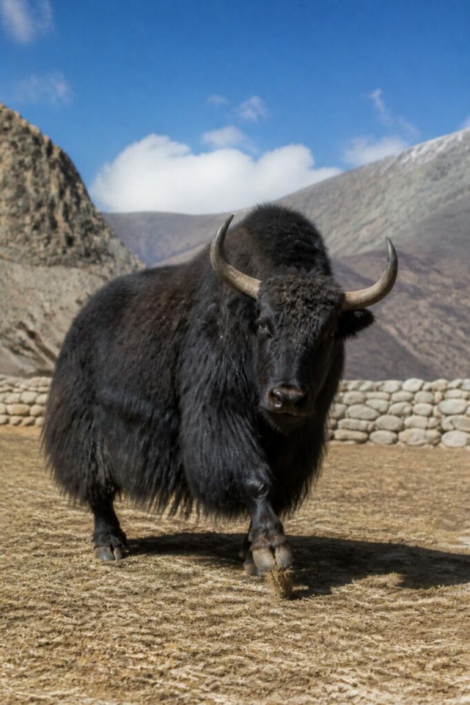 Lo yak posa uno zoccolo sulla terra asciutta — Yak domestico