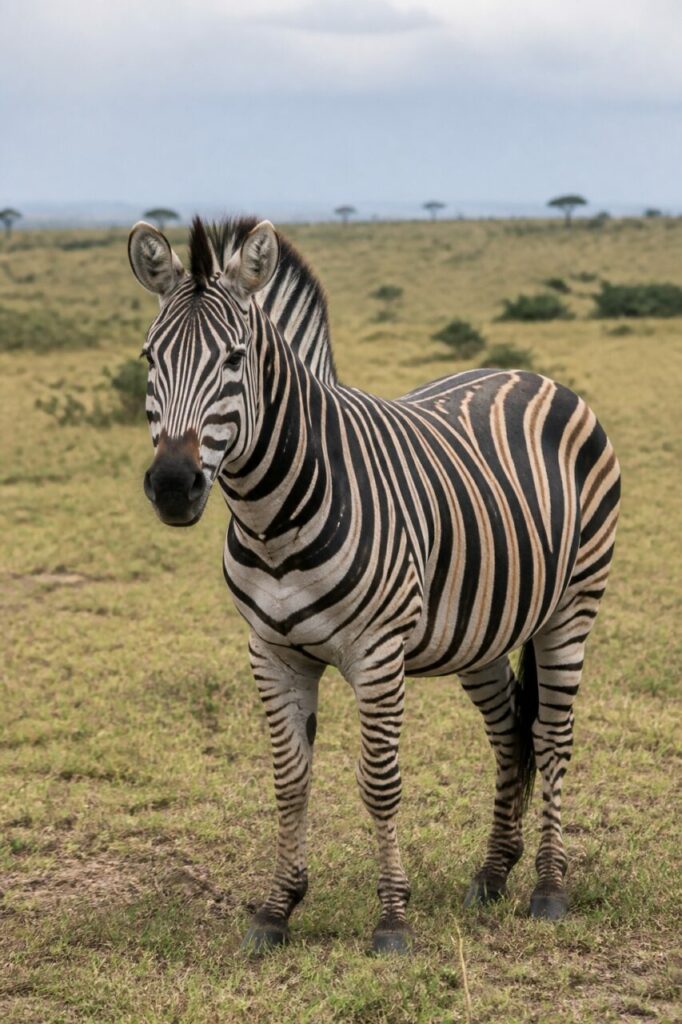 Ascolto vigile nel prato rasato — Zebra delle pianure