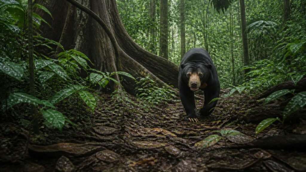 Piste ombragée parcourue par l’ours — Ours malais