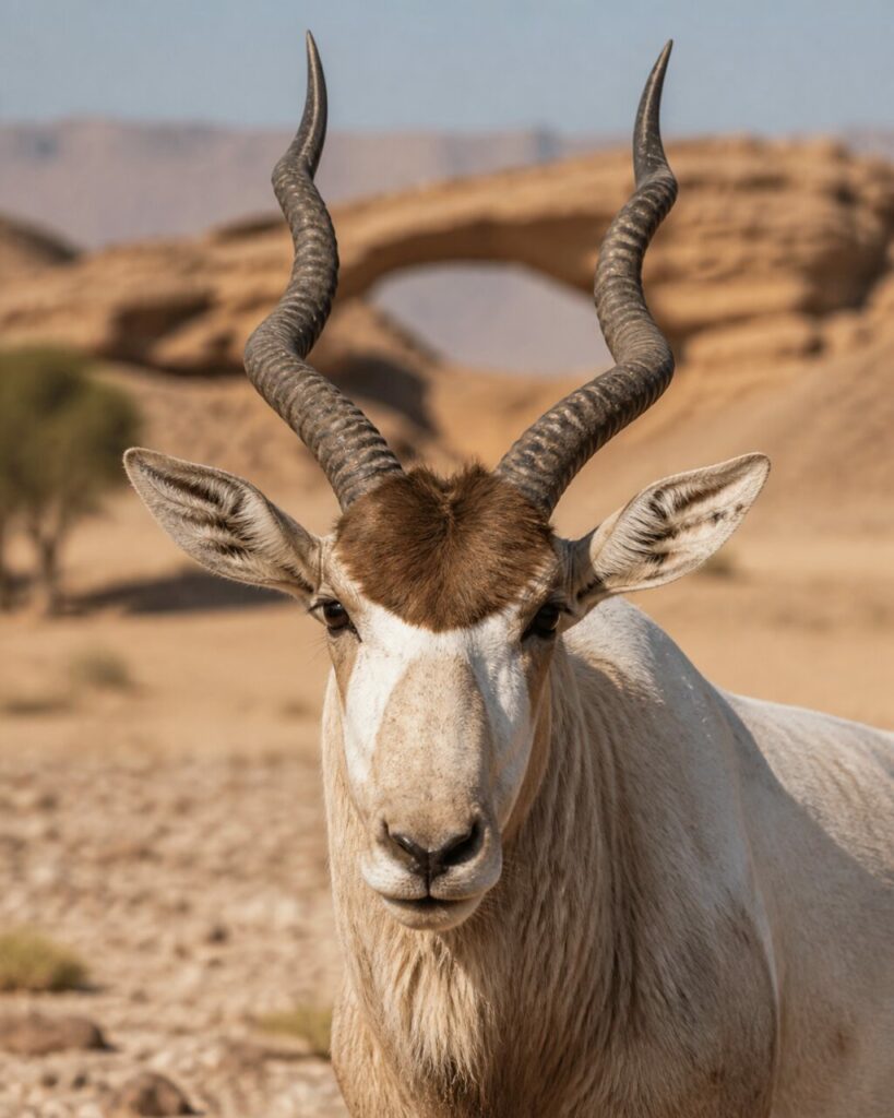 Zwillingsspiralen der Hörner — Mendesantilope