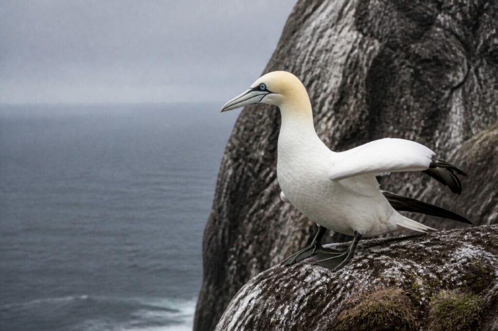 Basstölpel — Halbgeöffneter Flügel