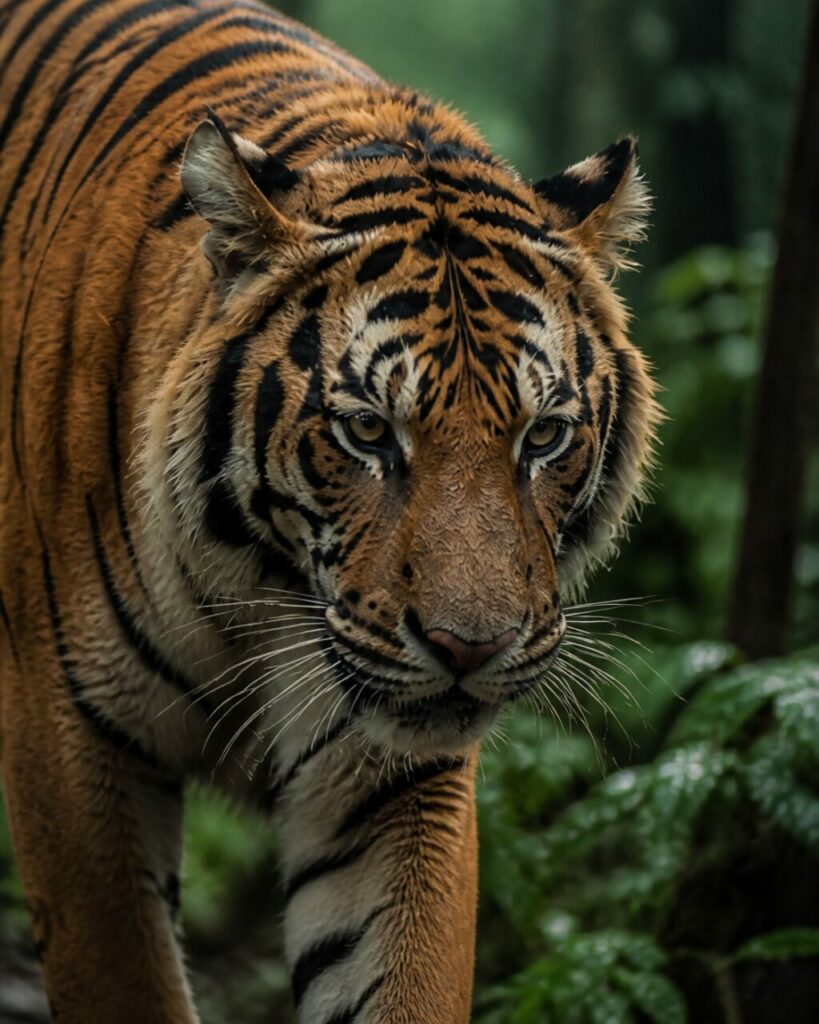 Tigre — Occhi ambrati sotto le strisce della fronte