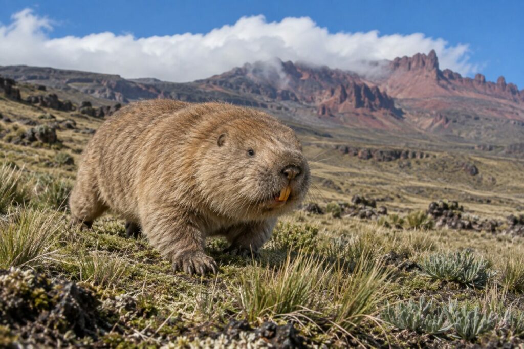 Un rat-taupe géant éthiopien traverse le plateau afroalpin