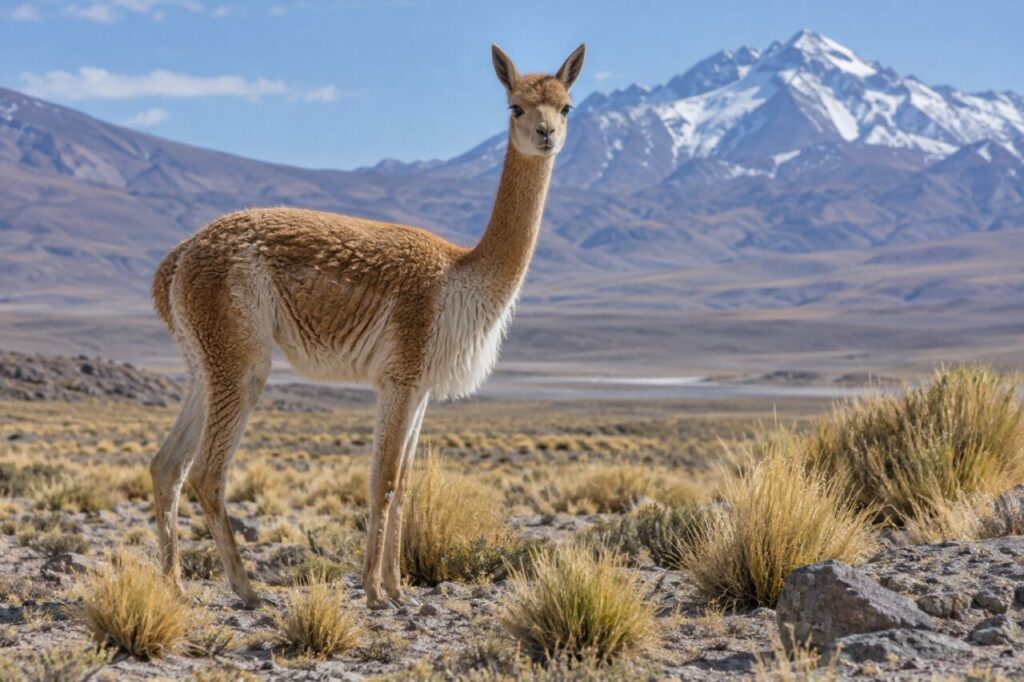 Vicunha andina — standing on a puna plateau